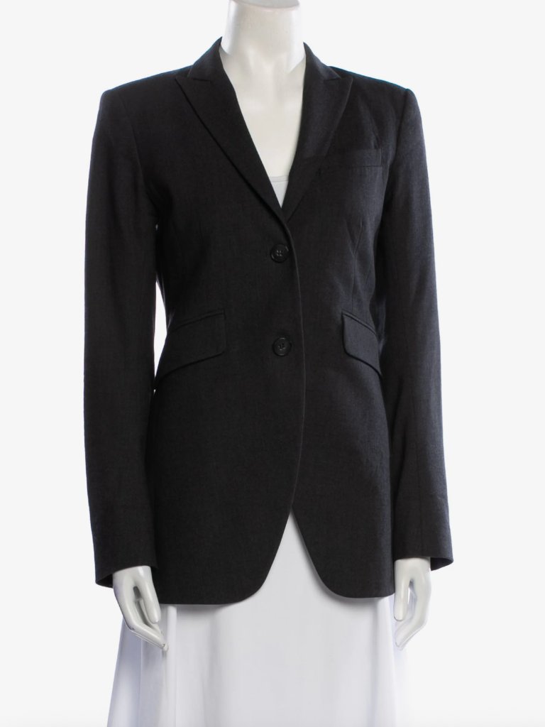 Theory Wool Blazer Grey Pointed Collar | Flap Pockets | True To Size